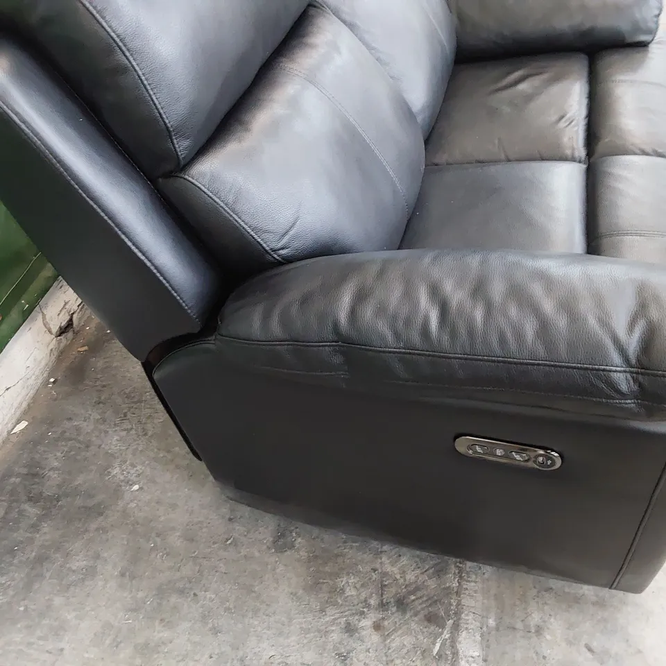 DESIGNER POWER RECLINING TWO SEATER SOFA BLACK LEATHER 