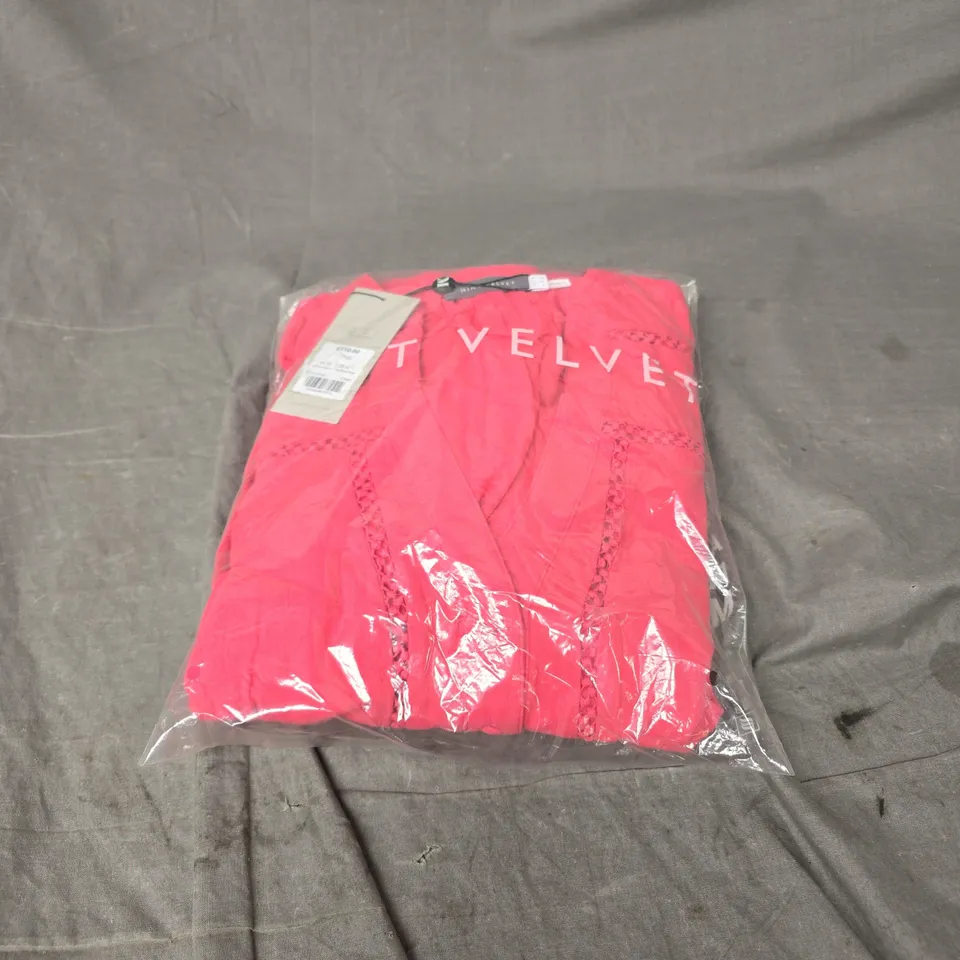 MINT VELVET COTTON GAUZE TRIM MINI DRESS IN PINK SIZE 10