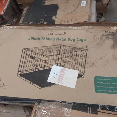 BOXED FURDREAMS 30" FOLDING METAL DOG CAGE
