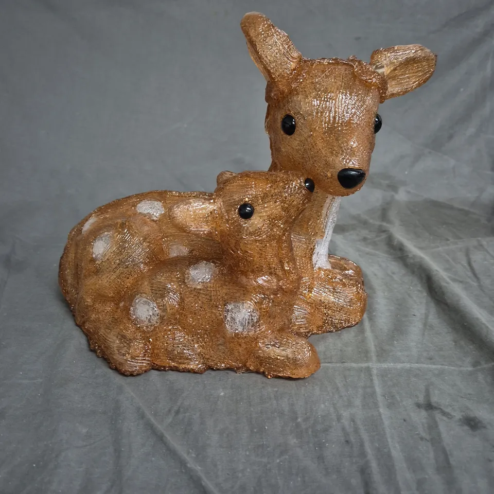 THREE KINGS PAIR OF BROWN DEER FIGURINES WITH WHITE SPOTS – RESIN DECORATIVE ORNAMENTS