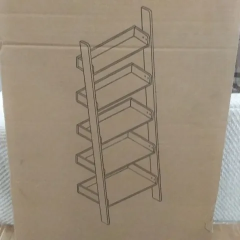 BOXED FULTON LADDER BOOKCASE IN RUSTIC OAK EFFECT - H170 X W60 X D35 CM