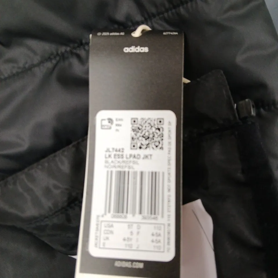 ADIDAS KIDS' BLACK PUFFER JACKET - 4-5YRS