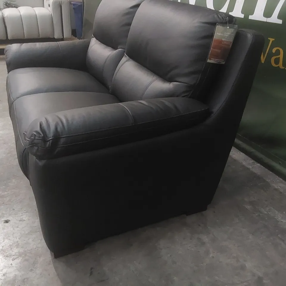 QUALITY DESIGNER PRENTON 2 SEATER LEATHER/FAUX LEATHER SOFA