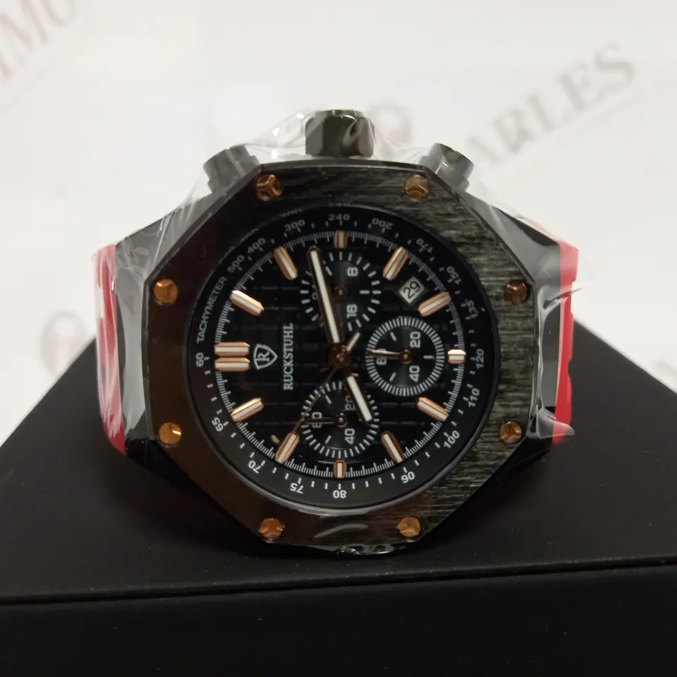 RUCKSTUHL CHRONOGRAPH STYLE RUBBER STRAP WATCH RRP £560