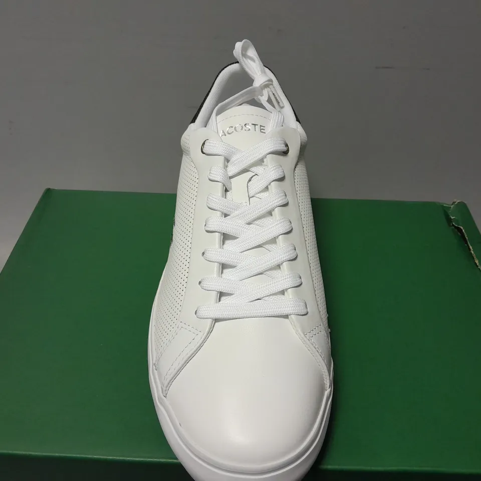 BOXED PAIR OF LACOSTE POWERCOURT 2.0 SHOES IN WHITE - UK 9