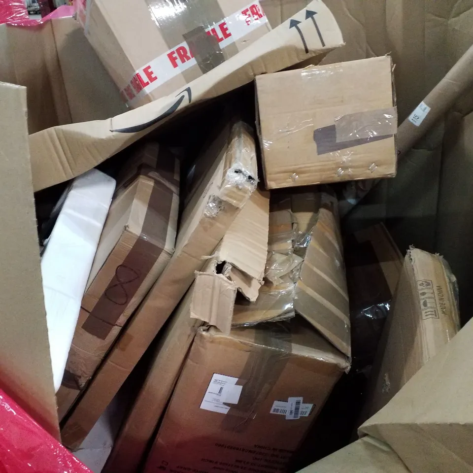 PALLET OF ASSORTED PRODUCTS INCLUDING GARMENT RACK, PULL UP BAR, PORTABLE PET CRATE, FENCE REPAIR KIT, OFFICE CHAIR 