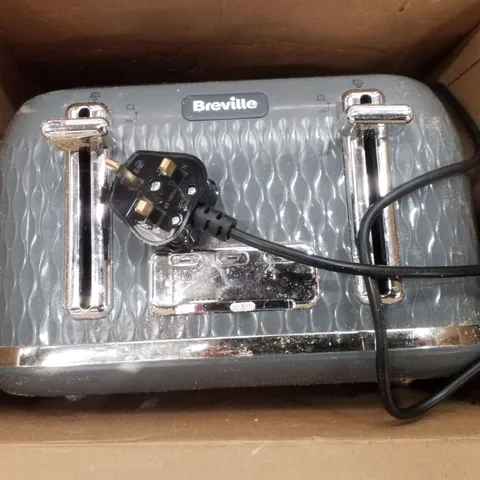 BOXED BREVILLE CURVE 4-SLICE TOASTER WITH HIGH LIFT AND WIDE SLOTS - GREY & CHROME