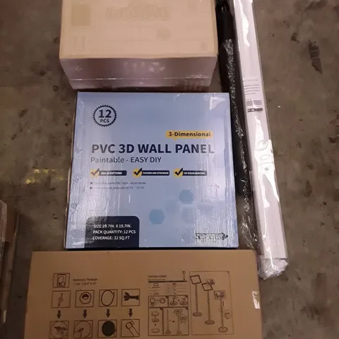 PALLET OF ASSORTED PRODUCTS INCLUDING TRUNKI KIDS SUITCASE, 3D WALL PANEL, POSTER STAND, UMBRELLA, BLINDS, COOL FAN