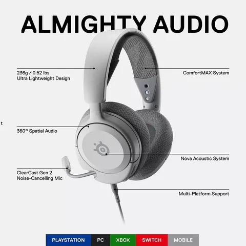 STEELSERIES ARCTIS NOVA 1P PS5 GAMING HEADSET- WHITE