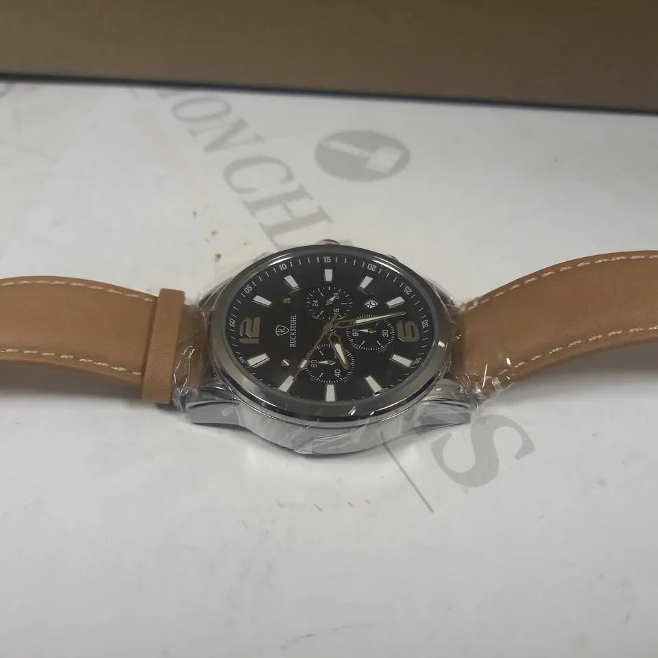 RUCKSTUHL TRIPLE DIAL LEATHER STRAP WRISTWATCH RRP £560