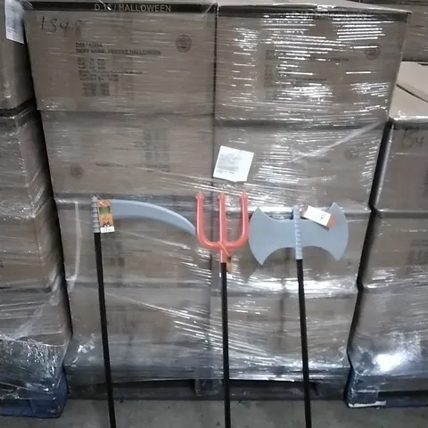 PALLET CONTAINING 8 BOXES OF BRAND NEW PLASTIC HALLOWEEN KIDS WEAPONS