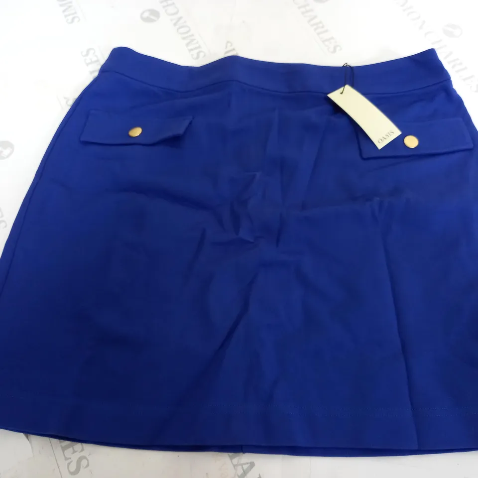 OASIS PREMIUM POCKET DETAIL MINI SKIRT IN COBALT - SMALL