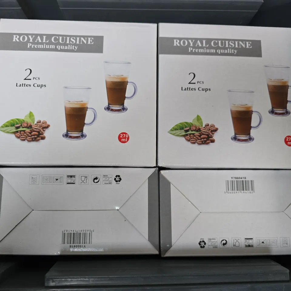 6 BOXED ROYAL CUISINE LATTE GLASS DUOS