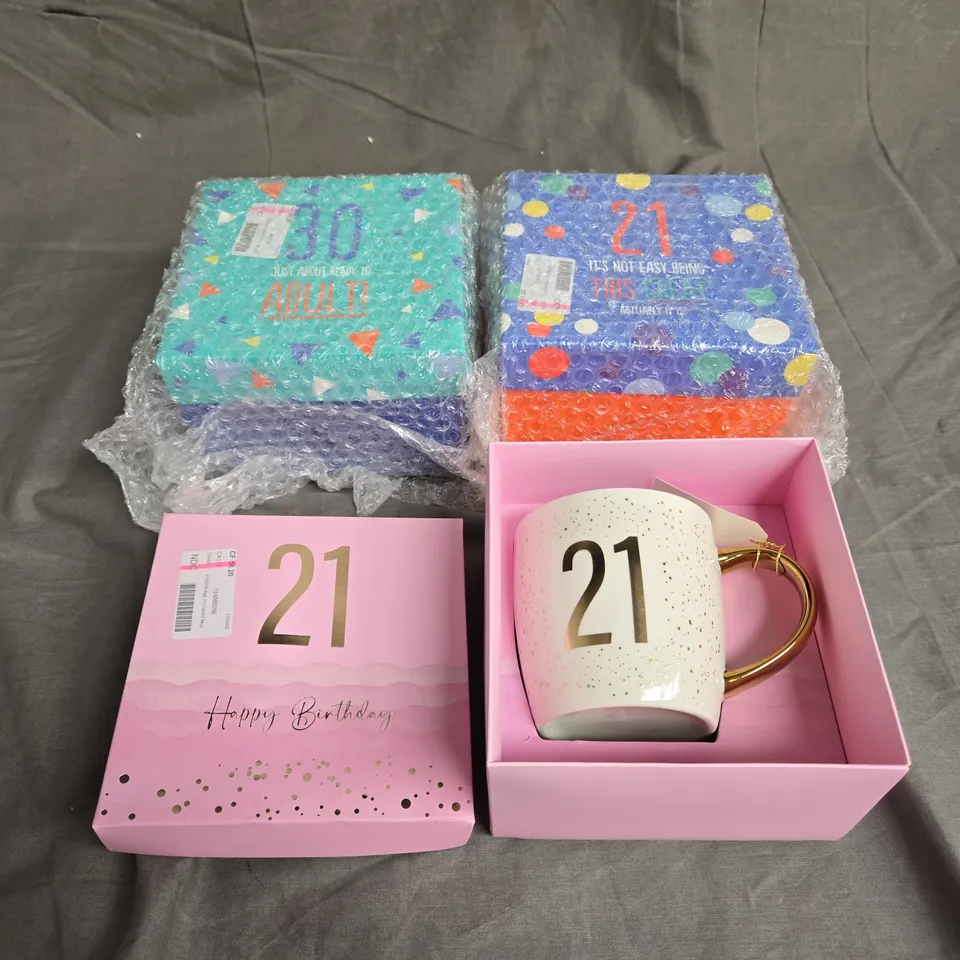 BOX OF APPROXIMATELY 8 ASSORTED BOXED GIFT MUGS - COLLECTION ONLY