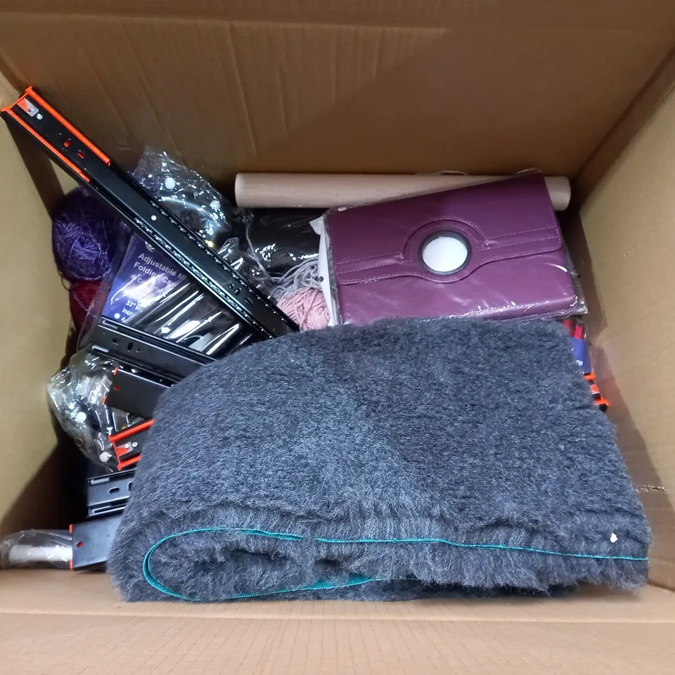 BOX OF APPROXIMATELY 30 ASSORTED ITEMS TO INCLUDE - LX FOLDING CANE - TEAM RH KITCHEN SCALE - COCO BRICK - COLLECTION ONLY 