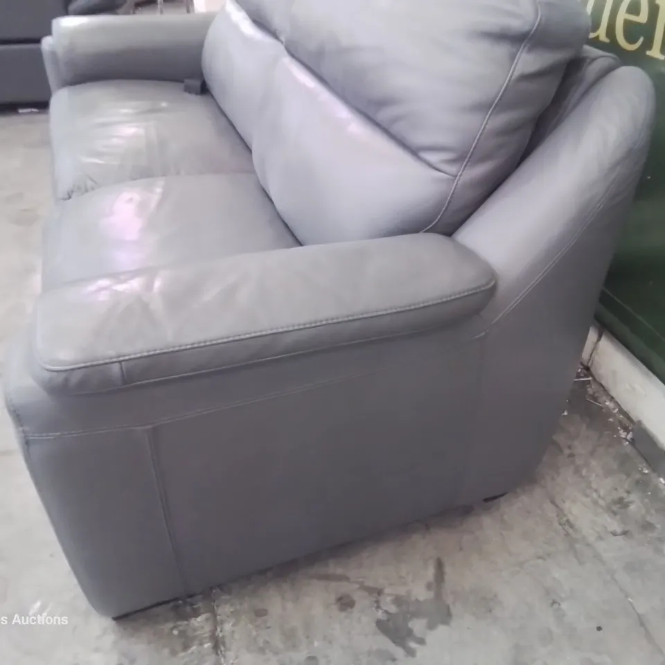 QUALITY ITALIAN DESIGNER PALMA POWER RECLINING THREE SEATER SOFA GREY LEATHER