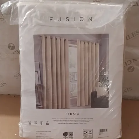 BAGGED STRATA NATURAL EYELET CURTAINS, 90X108CM - BEIGE 