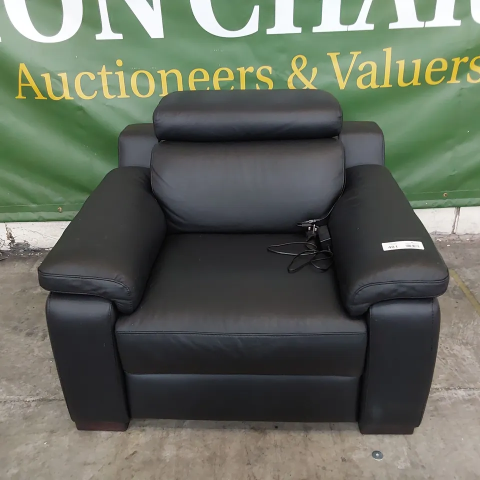 QUALITY ITALIAN DESIGNER RICCARDO POWER RECLINING EASY CHAIR BLACK LEATHER 