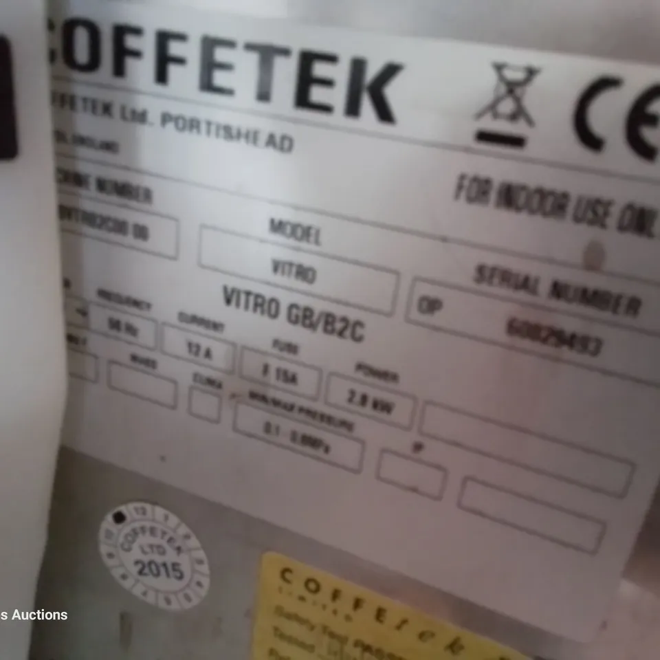 COFFETEK VITRO BEAN TO CUP & HOT DRINK DISPENCER WITH COIN MECHANISM 