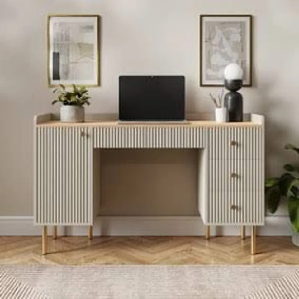 BOXED GEORGI STANDARD 4 DRAWER DESK - NATURAL (2 BOXES)