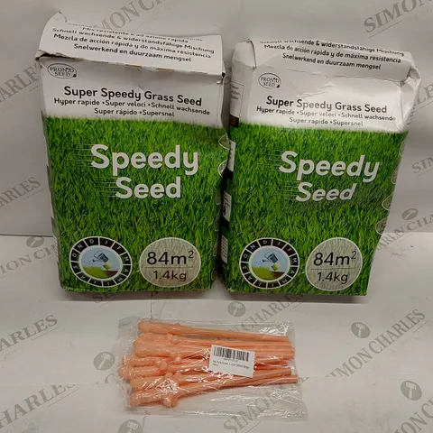 BOX OF 2X PRONTO SEED SUPER SEEDY GRASS SEED, 1X PACK OF BRAND NEW HEN PARTY STRAWS