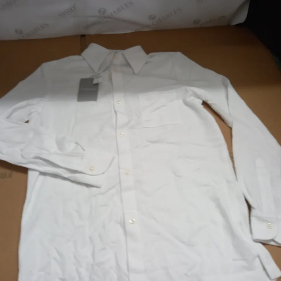 CAST & LANE WHITE LONG SLEEVE POLO SHIRT - SMALL