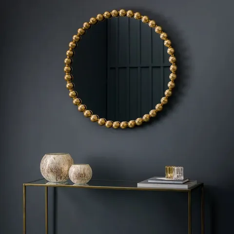 BOXED CALLANANROUND METAL FRAMED WALL MOUNTED ACCENT MIRROR