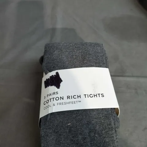 CHILDREN'S GREY COTTON RICH TIGHTS - 3 PAIRS, UK 6-7 YEARS (EUR 122)