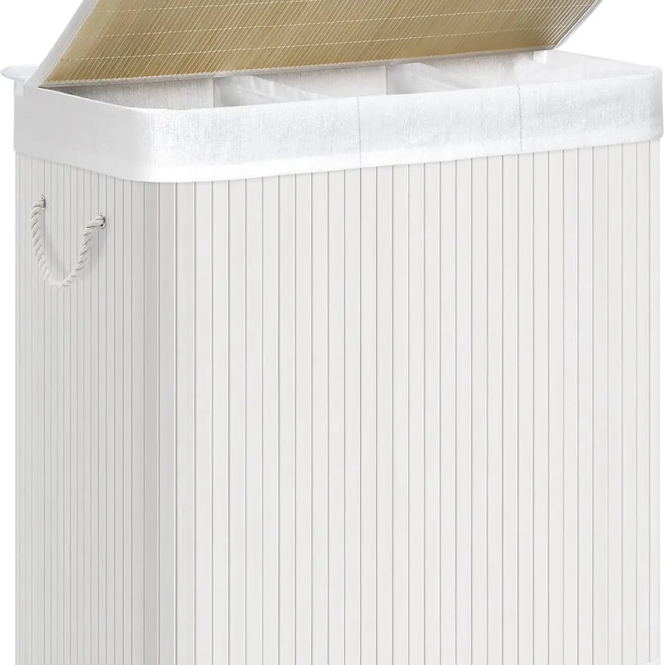 BOXED SONGMICS LAUNDRY BASKET 150L WITH 3 SORTING COMPARTMENTS - WHITE