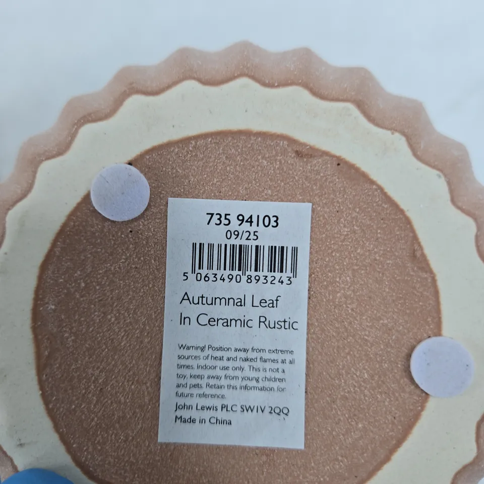 AUTUMNAL LEAF IN CERAMIC RUSTIC – DECORATIVE PLANT POT (JOHN LEWIS)