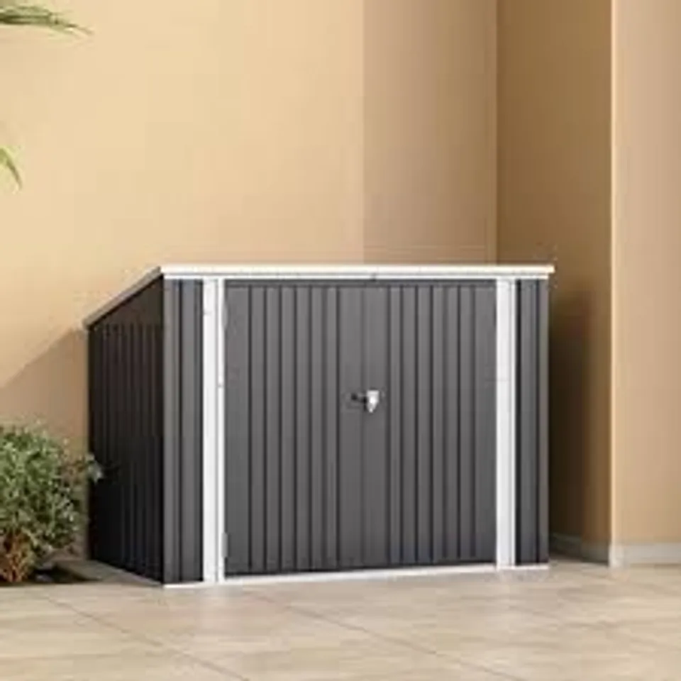 BOXED ATRICE 6 FT. W X 3 FT. D METAL GARBAGE SHED (2 BOXES)
