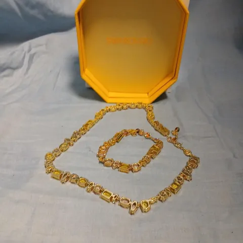 SWAROVSKI GOLD-TONE BRACELET AND CHAIN SET