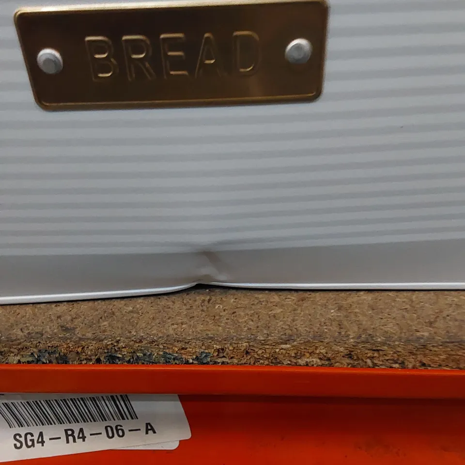 BOXED OTTO SQUARE WHITE BREAD STORAGE TIN