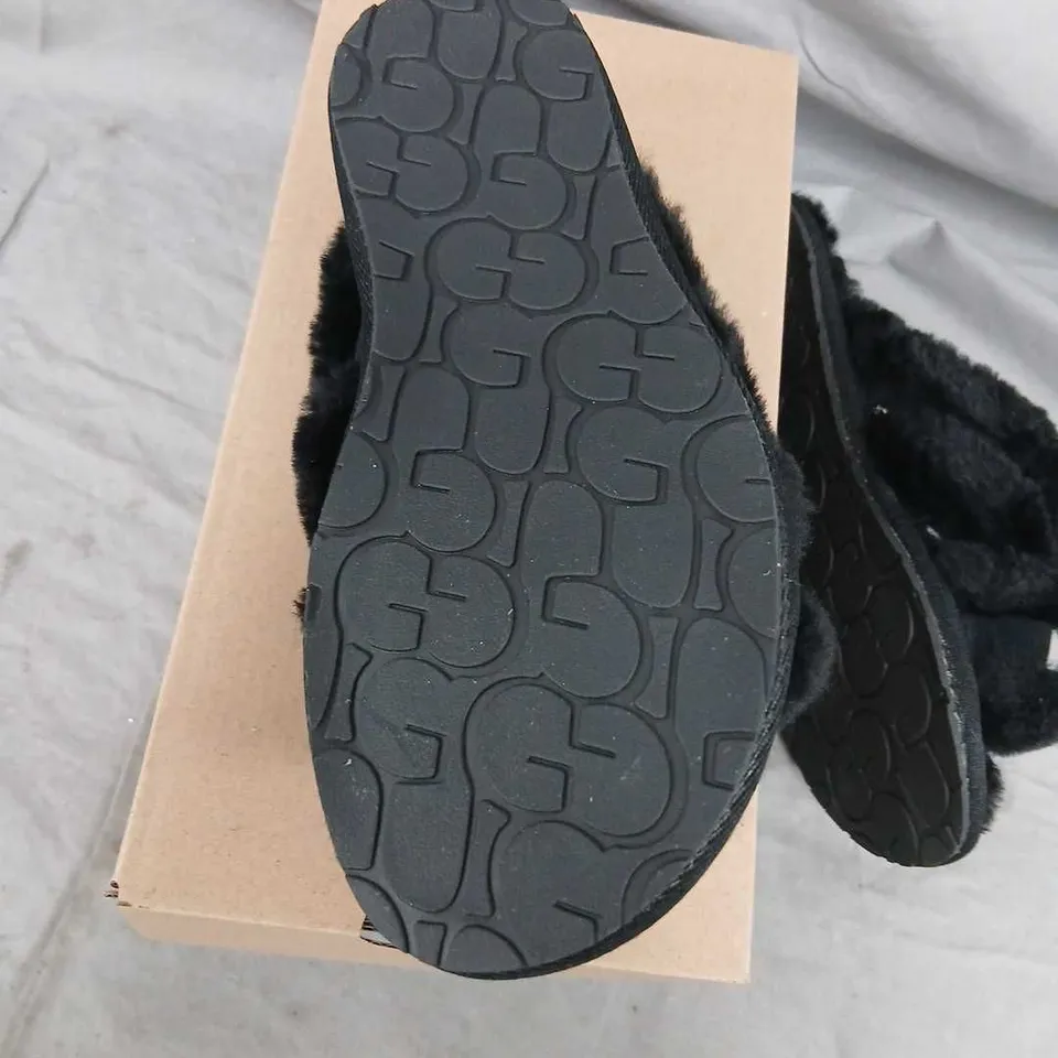 UGG SCUFFITA BLACK FAUX-FUR SLIPPERS – UK 3 (EU 36)