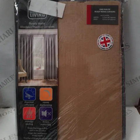 BRAND NEW ENHANCED LIVING MATRIX 117×137CM BLOCKOUT THERMAL CURTAINS - GREY