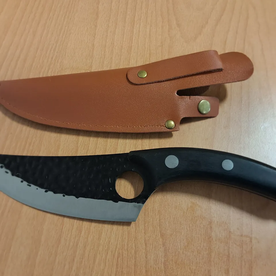 CURVED 6" FULL TANG KITCHEN KNIFE WITH SHEATH 