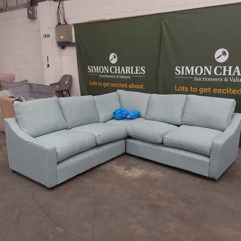 QUALITY DESIGNER CORNER SOFA - DUCK EGG BLUE FABRIC