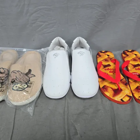 BOX OF APPROXIMATELY 15 ASSORTED PAIRS OF SHOES AND FOOTWEAR ITEMS IN VARIOUS COLOURS, STYLES, AND SIZES - COLLECTION ONLY