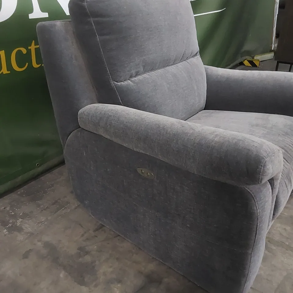 QUALITY DESIGNER ITALIAN MADE FLORENCE ELECTRIC RECLINER FABRIC UPHOLSTERED ARMCHAIR - ANTHRACITE GREY