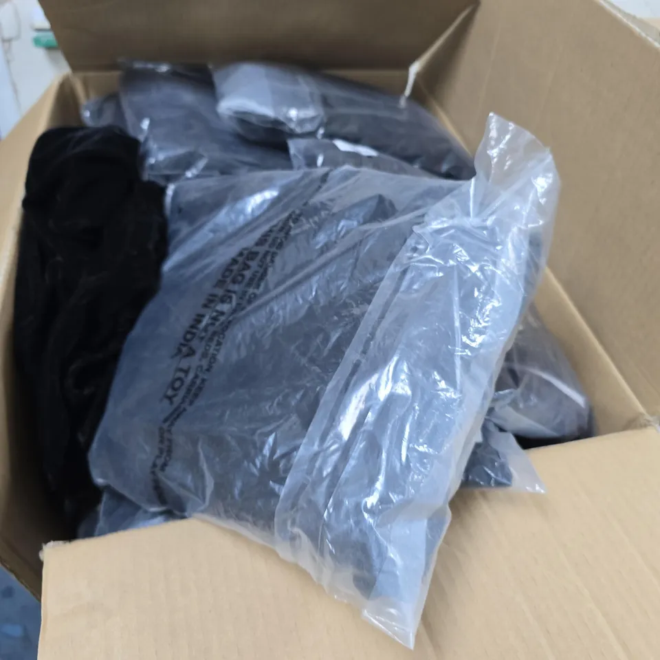 BOX OF APPROXIMATELY 20 X TAMSY VELVET TOP – ONE SIZE – BLACK WITH EMBROIDERED NECKLINE