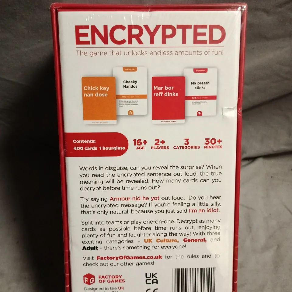 SEALED ENCRYPTED UK EDITION BOARD GAME BY FACTORY OF GAMES