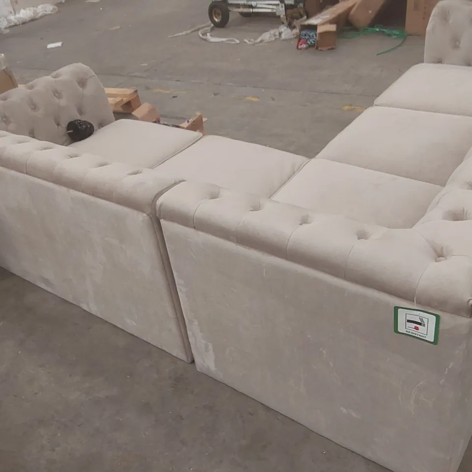 QUALITY DESIGNER VELVET UPHOLSTERED CHESTERFIELD CORNER SOFA
