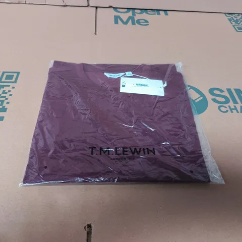 T.M. LEWIN ORGANIC COTTON CREWNECK T-SHIRT – TAWNY PORT, SIZE M