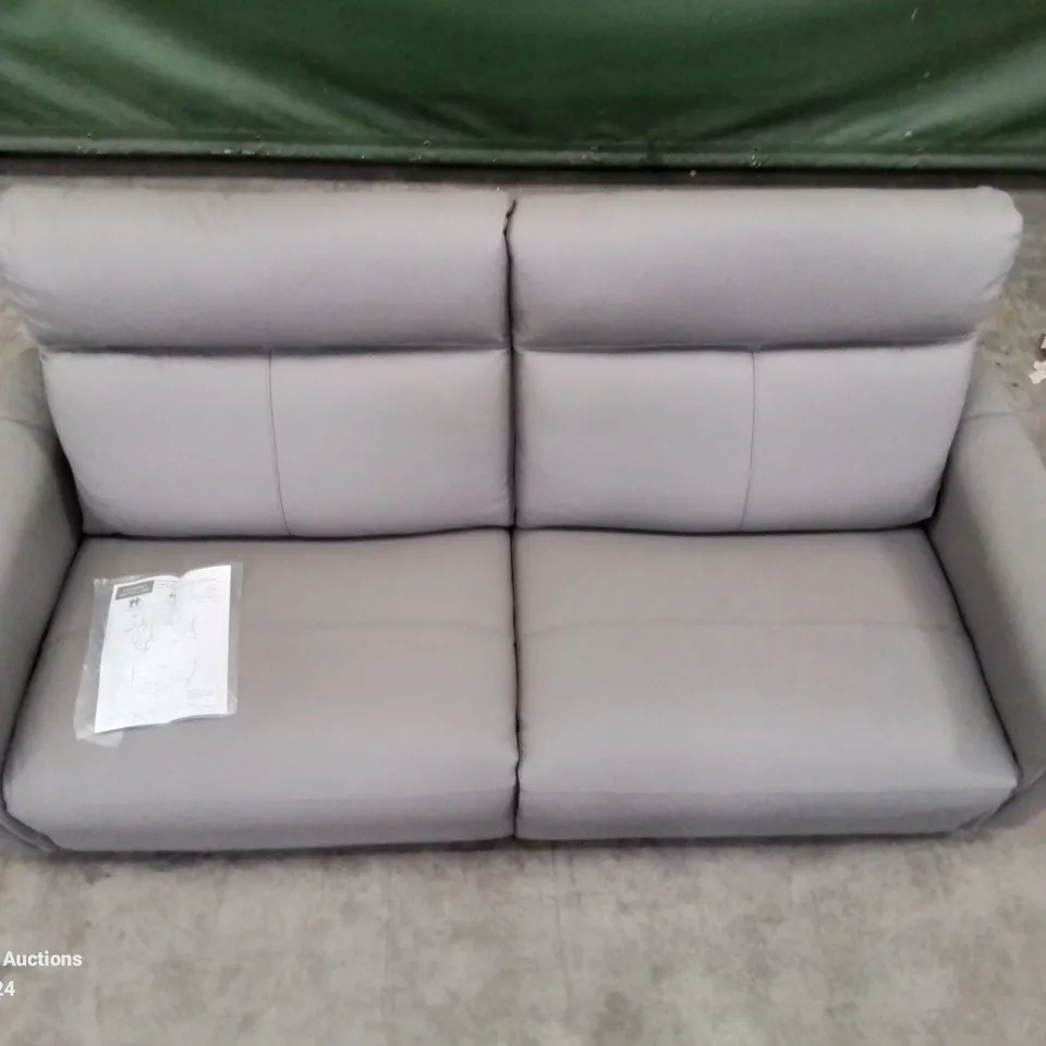 QUALITY DESIGNER BRADLEY 3 SEATER GREY LEATHER ELECTRIC RECLINING SOFA