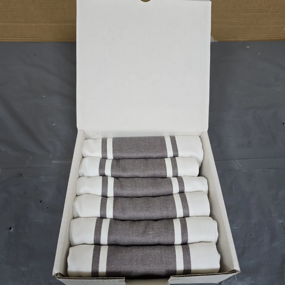 TINY BREAK VINTAGE STRIPED KITCHEN TOWELS – GREY, 6-PIECE SET