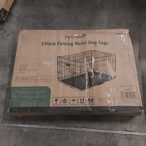 BOXED FURDREAMS 24" FOLDING METAL DOG CAGE