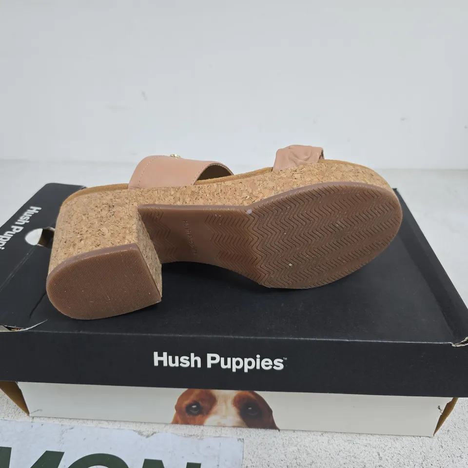 HUSH PUPPIES POPPY RUCHED SLIDERS CAFE CREME LEATHER UK 7 BOXED
