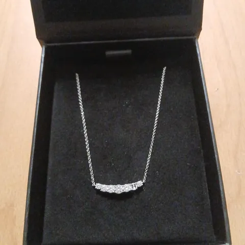 DIAMONIQUE 1CT TW PLATINUM PLATED MINI ICON PENDANT & CHAIN STERLING SILVER