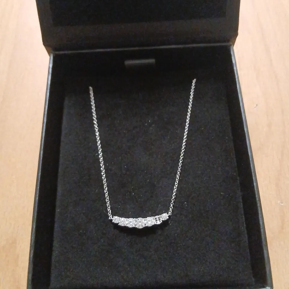 DIAMONIQUE 1CT TW PLATINUM PLATED MINI ICON PENDANT & CHAIN STERLING SILVER 