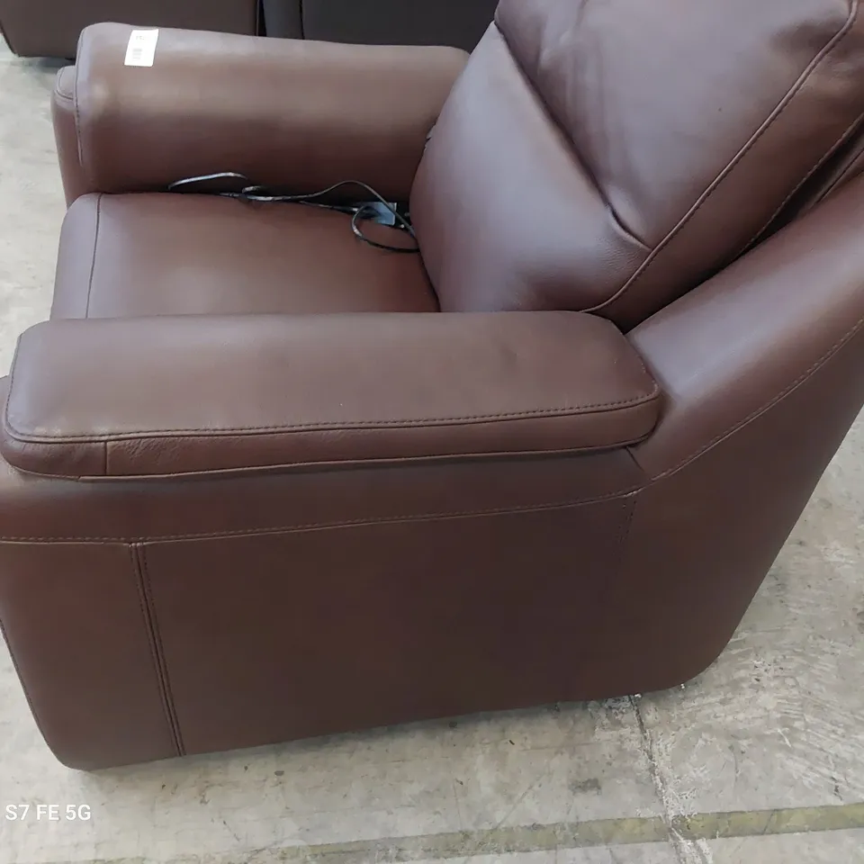 QUALITY ITALIAN DESIGNER POWER RECLINING PARMA EASY CHAIR BROWN LEATHER 